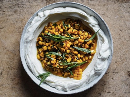 Labneh with Browned Butter and Curried Corn