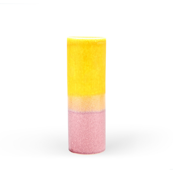 Handmade Cylinder Vase Yellow/Pink