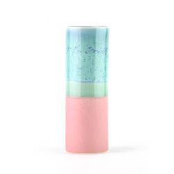 Handmade Cylinder Vase Green/Pink