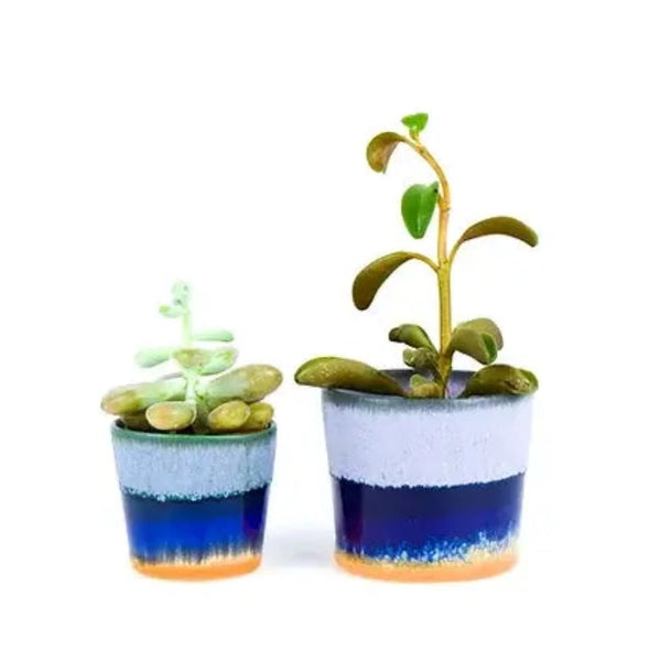 Handmade Plant Pot Blue/Orange