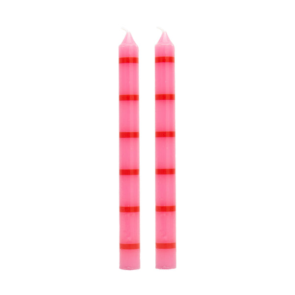 Helio Ferretti Long Stripe Candles - Pink & Red - Set Of 3