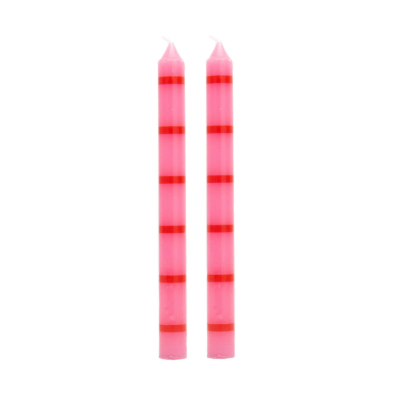 Helio Ferretti Long Stripe Candles - Pink & Red - Set Of 2