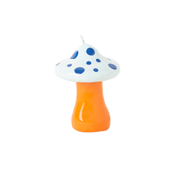 Large Blue & White Mushroom Candle