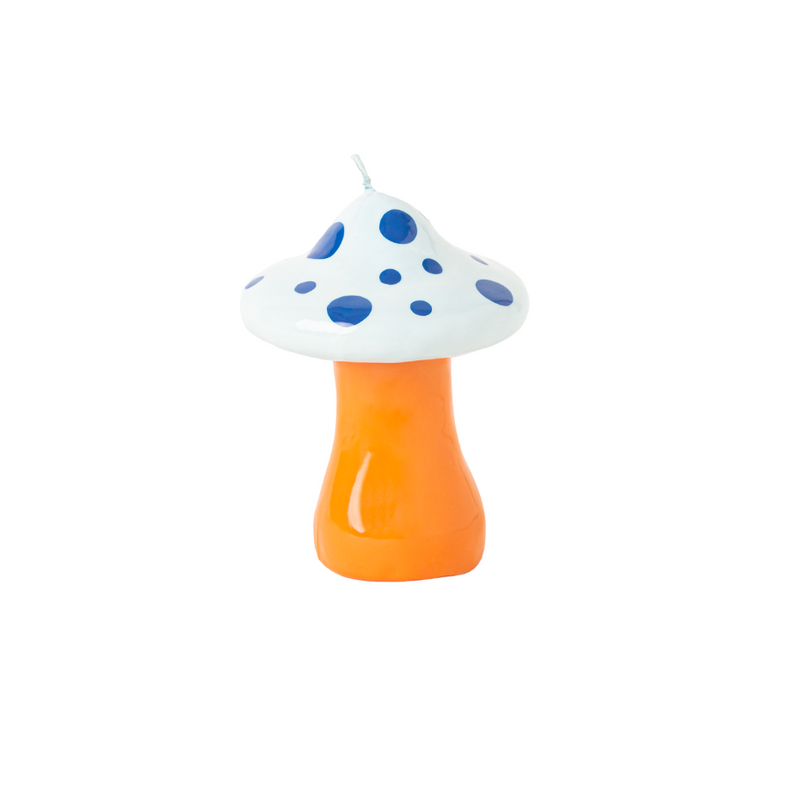 Large Blue & White Mushroom Candle