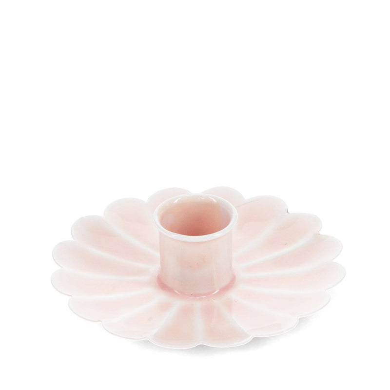 Enamel Flat Flower Candle Holder - Pink