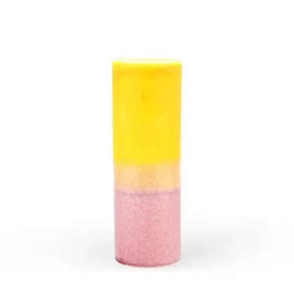 Handmade Cylinder Vase Yellow/Pink