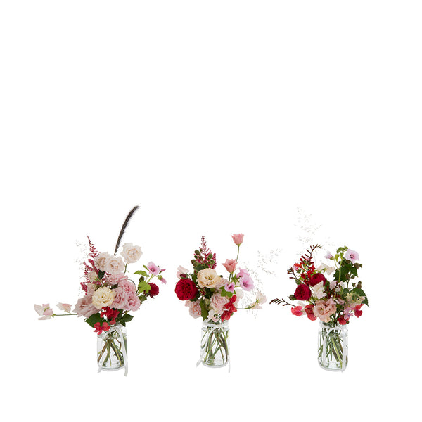 Three Jam Jar Arrangements - Ruby Tuesday