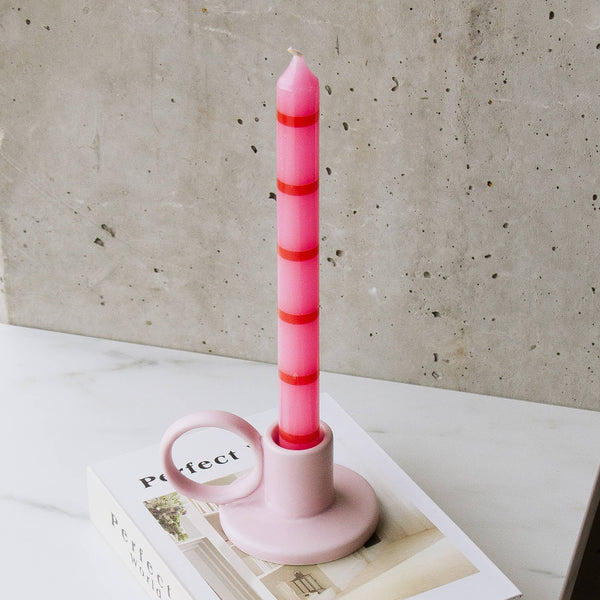 Helio Ferretti Long Stripe Candles - Pink & Red - Set Of 3