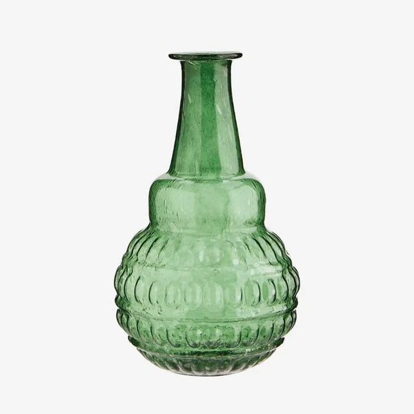 Recycled Textured Glass Vase In Green